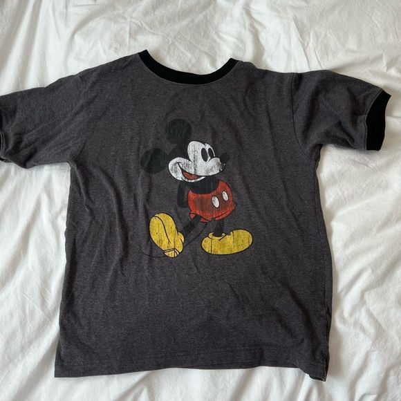 DisneyWorld Classic ringer tee shirt Mickey Mouse. Dark heather gray. Youth Lg - Picture 1 of 4